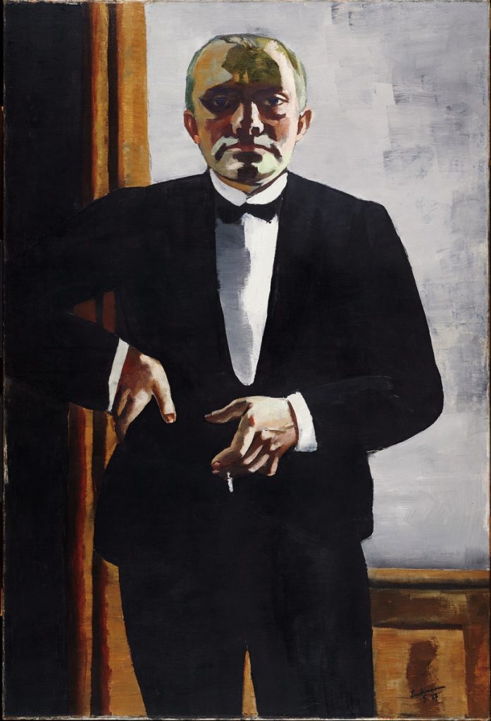 The 1927 oil painting "Self-Portrait in Tuxedo" by Max Beckmann