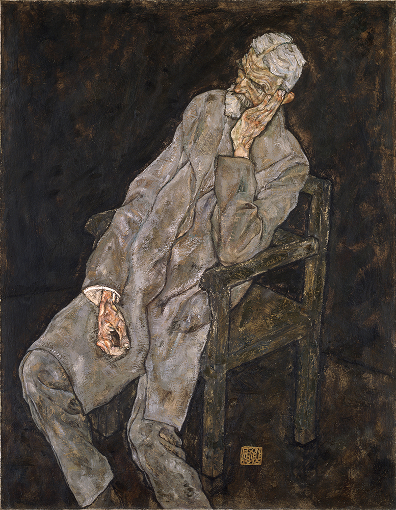 Painting "Portrait of an Old Man (Johann Harms)" by Egon Schiele